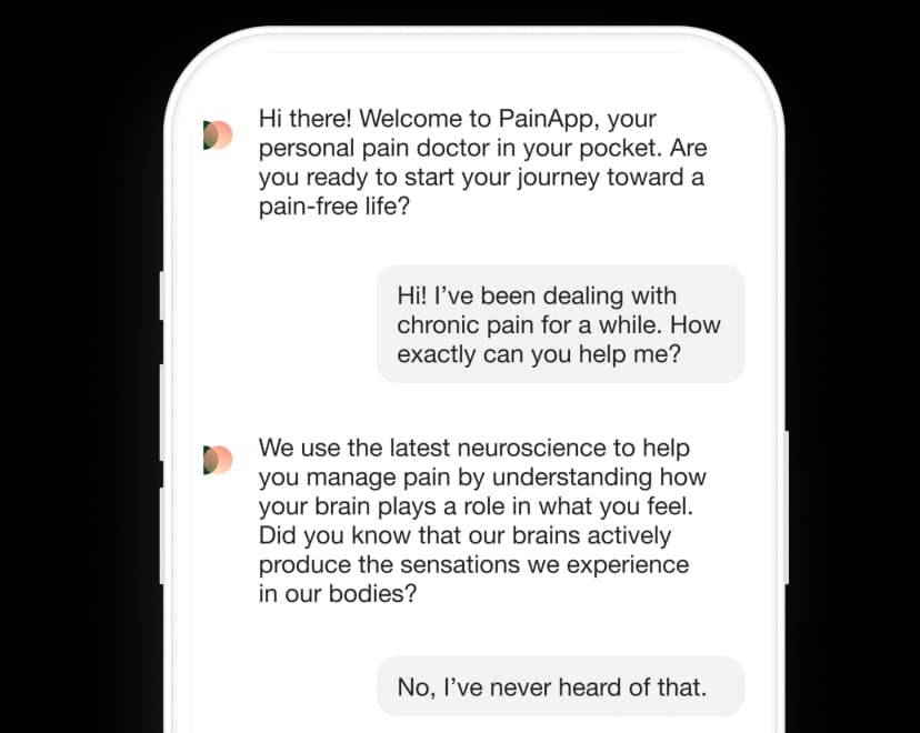 PainApp AI pain coach chat screen